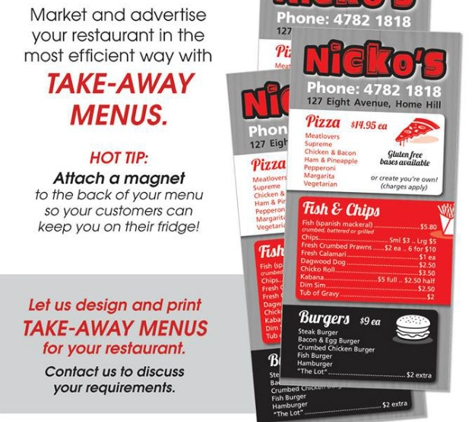 Townprint - Aitkenvale, QLD. Menus - Townprint