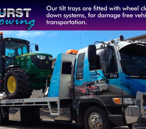 Bathurst Towing - Kelso, NSW. Our tilt trays are fitted with wheel clamp tie down systems, for damage free vehicle transportation.