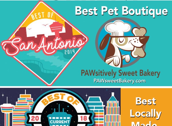 PAWsitively Sweet Bakery - San Antonio, TX. PAWsitively Sweet Bakery voted Best Pet Boutique & Best Locally Made Products