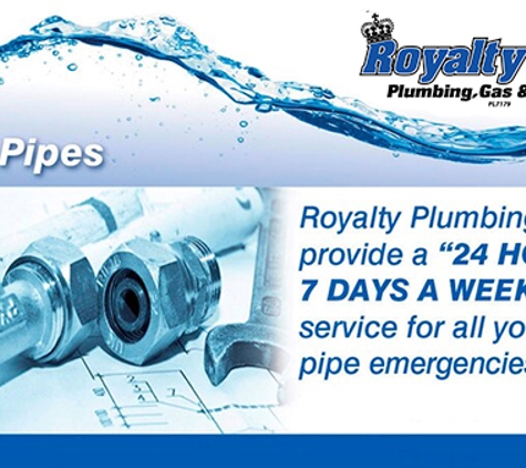 Royalty Plumbing, Gas & Electrical. Burst pipes? Let us help you. Click here!