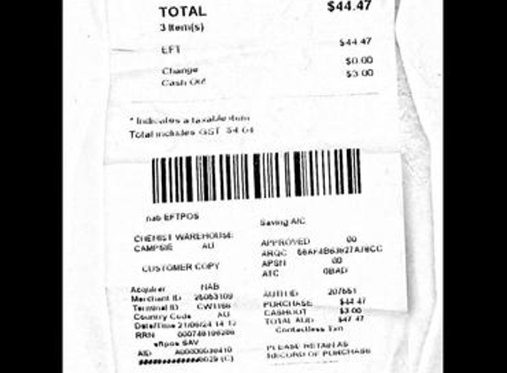 Chemist Warehouse Head Office - Preston, VIC. My receipt