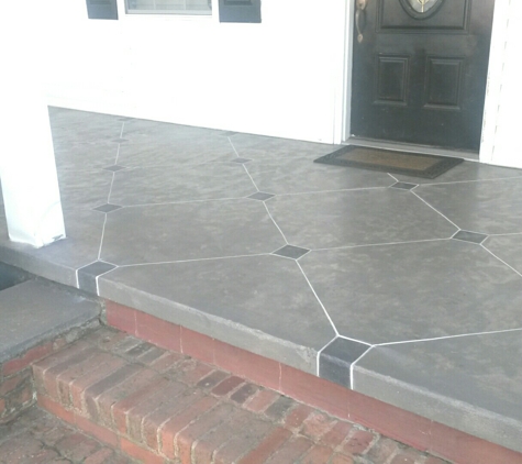 decorative concrete - Warner Robins, GA. Water based stain over previously painted porch.