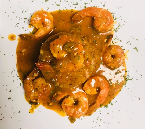 Bohio Latin Flavors - Margate, FL. Mofongo with shrimp in tomato sauce