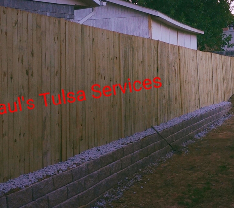 Paul's Tulsa Services - Tulsa, OK. 25 ft Retaining wall install