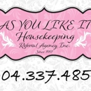 As You Like It Housekeeping,  Referral Agency Inc. - Maid & Butler Services