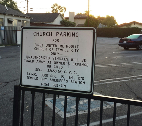 First United Methodist Church - Temple City, CA. Private parking lot