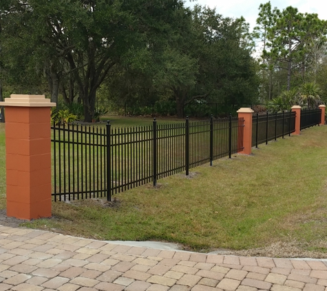 Affordable Pro Services Fence & Gate - Panama City, FL. 4ft high black aluminum with concrete columns