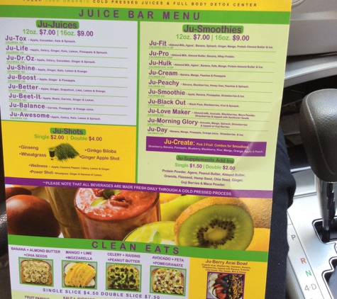 Ju Fit LLC - Atlanta, GA. Menu