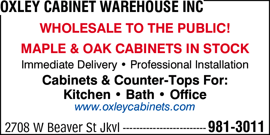 Oxley Cabinet Warehouse Inc 2759 West 5th Street Jacksonville Fl